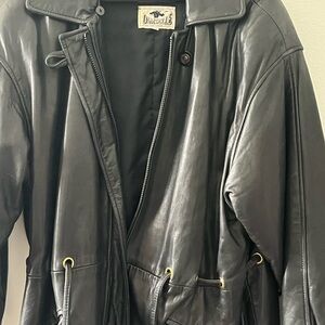 Damselle Leather Drawstring Waist Black woman  Jacket